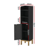 Artiss 2X Bathroom Storage Cabinet Floor Organizer Toilet Corner Adjustable Black - Side View
