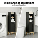 Artiss 2X Bathroom Storage Cabinet Floor Organizer Toilet Corner Adjustable Black - Close-Up Angle
