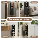 Artiss 2X Bathroom Storage Cabinet Floor Organizer Toilet Corner Adjustable Black - Low Angle