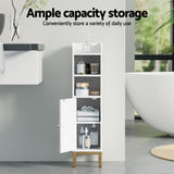 Artiss Bathroom Storage Cabinet Floor Organizer Toilet Corner Adjustable Shelf with Door White - 45-Degree Angle