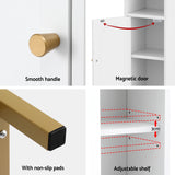 Artiss Bathroom Storage Cabinet Floor Organizer Toilet Corner Adjustable Shelf with Door White - Rear View