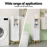 Artiss Bathroom Storage Cabinet Floor Organizer Toilet Corner Adjustable Shelf with Door White - Close-Up Angle