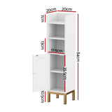 Artiss 2X Bathroom Storage Cabinet Floor Organizer Toilet Corner Adjustable Shelf with Door White - Side View
