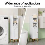 Artiss 2X Bathroom Storage Cabinet Floor Organizer Toilet Corner Adjustable Shelf with Door White - Close-Up Angle