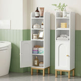 Artiss 2X Bathroom Storage Cabinet Floor Organizer Toilet Corner Adjustable Shelf with Door White - Low Angle