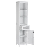 Artiss Bathroom Cabinet Storage 161cm White Rattan Tallboy Toilet Cupboard - Side View