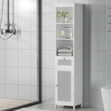 Artiss Bathroom Cabinet Storage 161cm White Rattan Tallboy Toilet Cupboard - Close-Up Angle