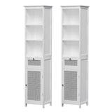 Artiss Bathroom Cabinet Storage X2 White Rattan 161cm