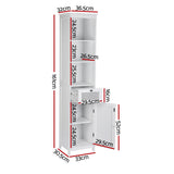 Artiss Bathroom Cabinet Storage X2 White Rattan 161cm - Side View