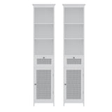 Artiss Bathroom Cabinet Storage X2 White Rattan 161cm - Top-Down View