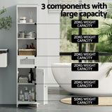 Artiss Bathroom Cabinet Storage X2 White Rattan 161cm - 45-Degree Angle