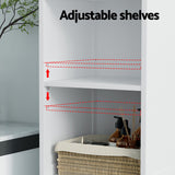 Artiss Bathroom Cabinet Storage X2 White Rattan 161cm - Rear View
