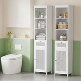 Artiss Bathroom Cabinet Storage X2 White Rattan 161cm - Low Angle