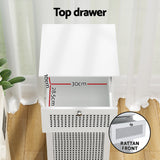Artiss Laundry Hamper Cabinet Bathroom Storage White Rattan Clothes Basket - Close-Up Angle