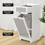 Artiss Laundry Hamper Cabinet Bathroom Storage White Rattan Clothes Basket - Low Angle