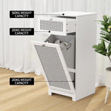 Artiss 2X Laundry Hamper Cabinet Bathroom Storage White Rattan - Close-Up Angle