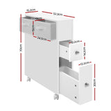 Artiss Slimline Bathroom Storage Caddy with Wheels - Front View