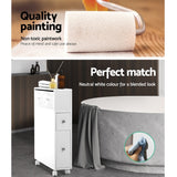 Artiss Slimline Bathroom Storage Caddy with Wheels - Rear View