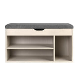 Artiss Shoe Rack Cabinet Bench 9 Pairs Pine Dora - Side View