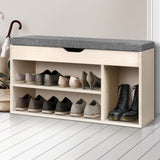 Artiss Shoe Rack Cabinet Bench 9 Pairs Pine Dora - Low Angle