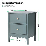 Artiss Bedside Table 2 Drawers Bedroom Storage Nightstand Green - Side View