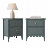 Artiss 2X Bedside Table 2 Drawers Bedroom Storage Nightstand Green - Front View