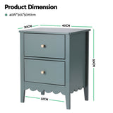 Artiss 2X Bedside Table 2 Drawers Bedroom Storage Nightstand Green - Side View