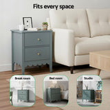 Artiss 2X Bedside Table 2 Drawers Bedroom Storage Nightstand Green - Close-Up Angle