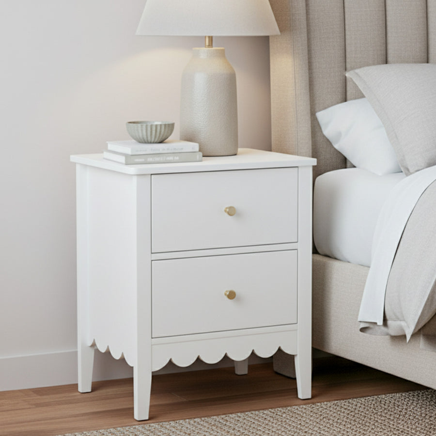 Artiss Bedside Table 2 Drawers Bedroom Storage Nightstand White