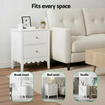 Artiss Bedside Table 2 Drawers Bedroom Storage Nightstand White