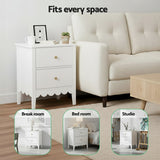 Artiss Bedside Table 2 Drawers Bedroom Storage Nightstand White - Rear View