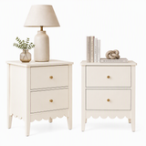 Artiss 2x Bedside Table 2 Drawers Bedroom Storage Nightstand White - Front View