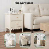 Artiss 2x Bedside Table 2 Drawers Bedroom Storage Nightstand White - Close-Up Angle