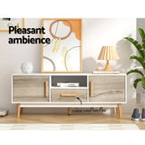 Artiss TV Cabinet Entertainment Unit 120cm Wood White Gino - Rear View