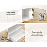 Artiss TV Cabinet Entertainment Unit 120cm Wood White Gino - Close-Up Angle
