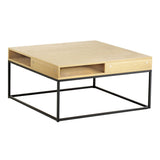 Artiss Coffee Table Storage Shelf Metal Frame - Close-Up Angle