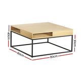 Artiss Coffee Table Storage Shelf Metal Frame - Front View
