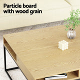 Artiss Coffee Table Storage Shelf Metal Frame - Top-Down View