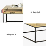 Artiss Coffee Table Storage Shelf Metal Frame - Rear View