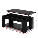 Artiss Coffee Table Lift-top Coffee Table Black - Front View