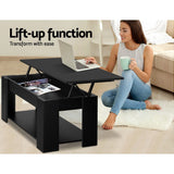 Artiss Coffee Table Lift-top Coffee Table Black - Top-Down View