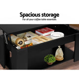 Artiss Coffee Table Lift-top Coffee Table Black - 45-Degree Angle