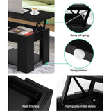 Artiss Coffee Table Lift-top Coffee Table Black - Rear View