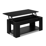 Artiss Coffee Table Lift-top Coffee Table Black - Low Angle