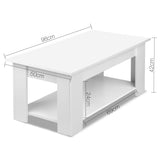 Artiss Coffee Table Lift-top Coffee Table White - Front View