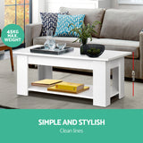 Artiss Coffee Table Lift-top Coffee Table White - Side View