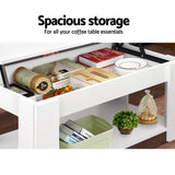Artiss Coffee Table Lift-top Coffee Table White - 45-Degree Angle