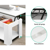 Artiss Coffee Table Lift-top Coffee Table White - Rear View