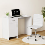 Artiss Computer Desk Office Chair Set PU Leather Home Study Table 100cm White - Close-Up Angle