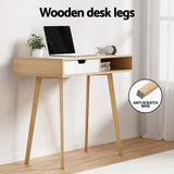 Artiss Computer Desk Drawer Cabinet Shelf Oak 90CM - Rear View